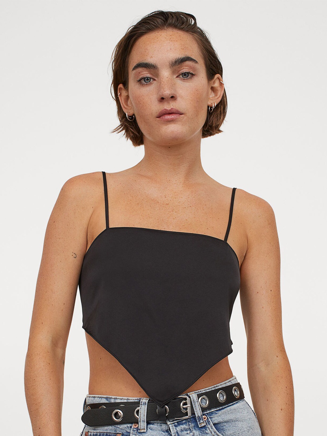 

H&M Womens Black Irregular satin top