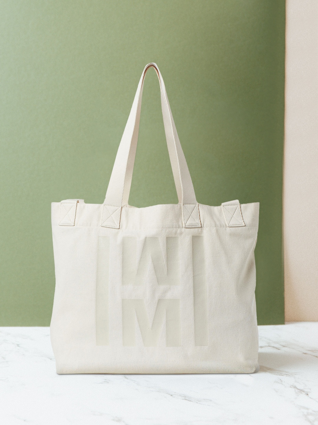 

H&M White Solid Large Canvas Shopper
