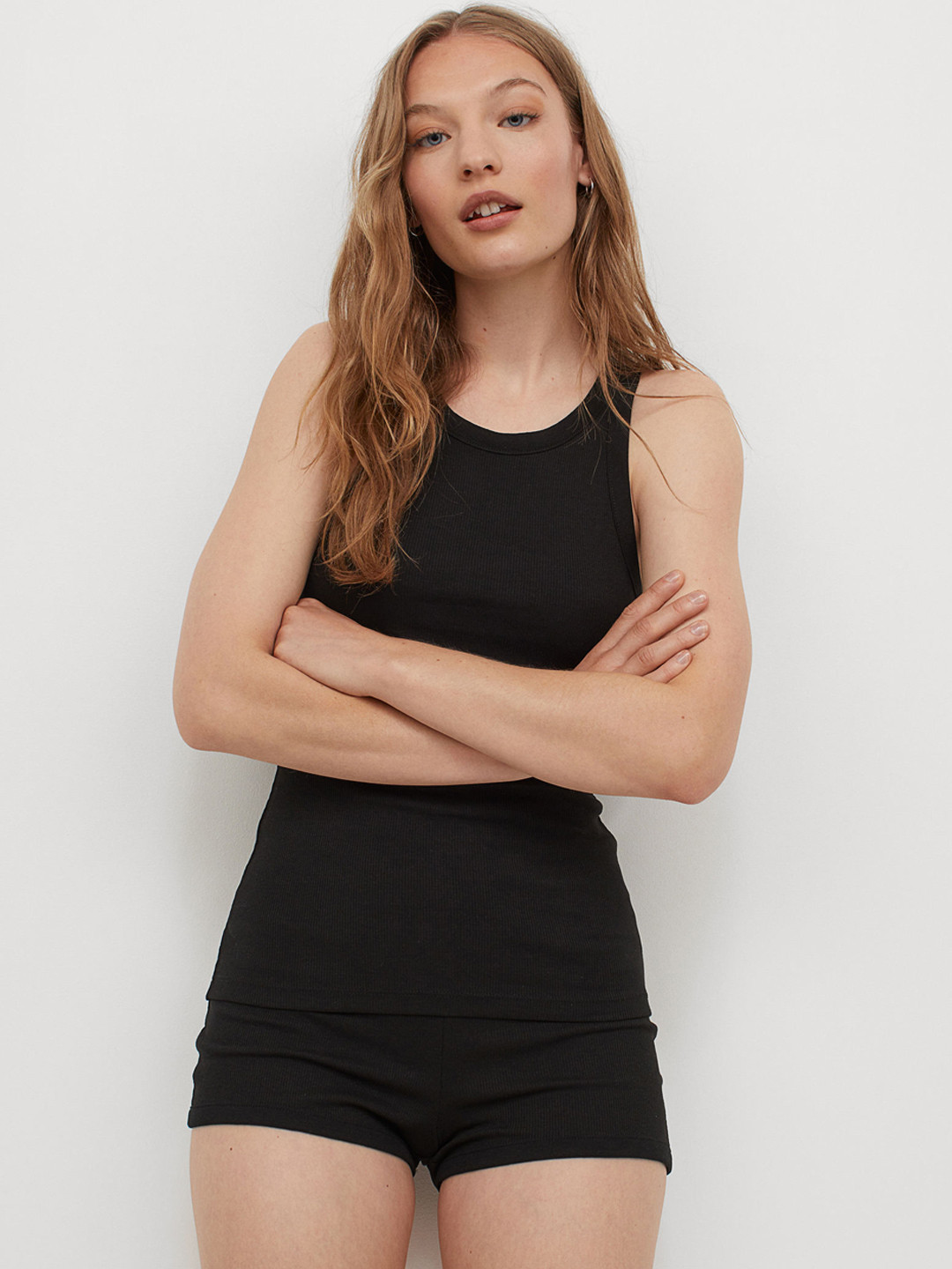 

H&M Women Black Ribbed Pyjamas