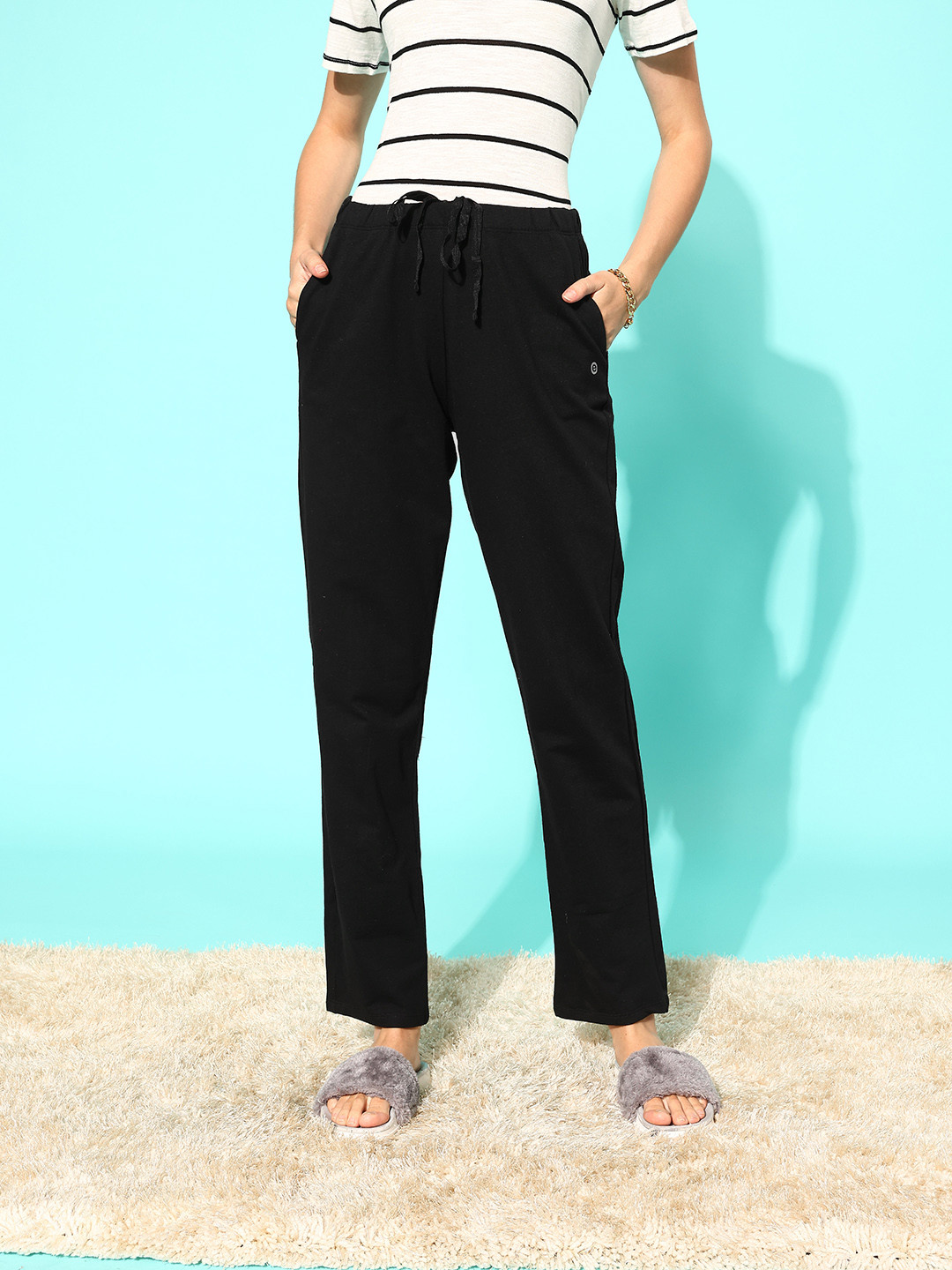 

Enamor Women Cotton Terry Lounge Pants, Black