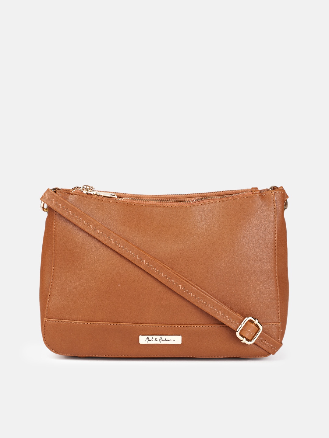 

Mast & Harbour Tan Solid Structured Sling Bag