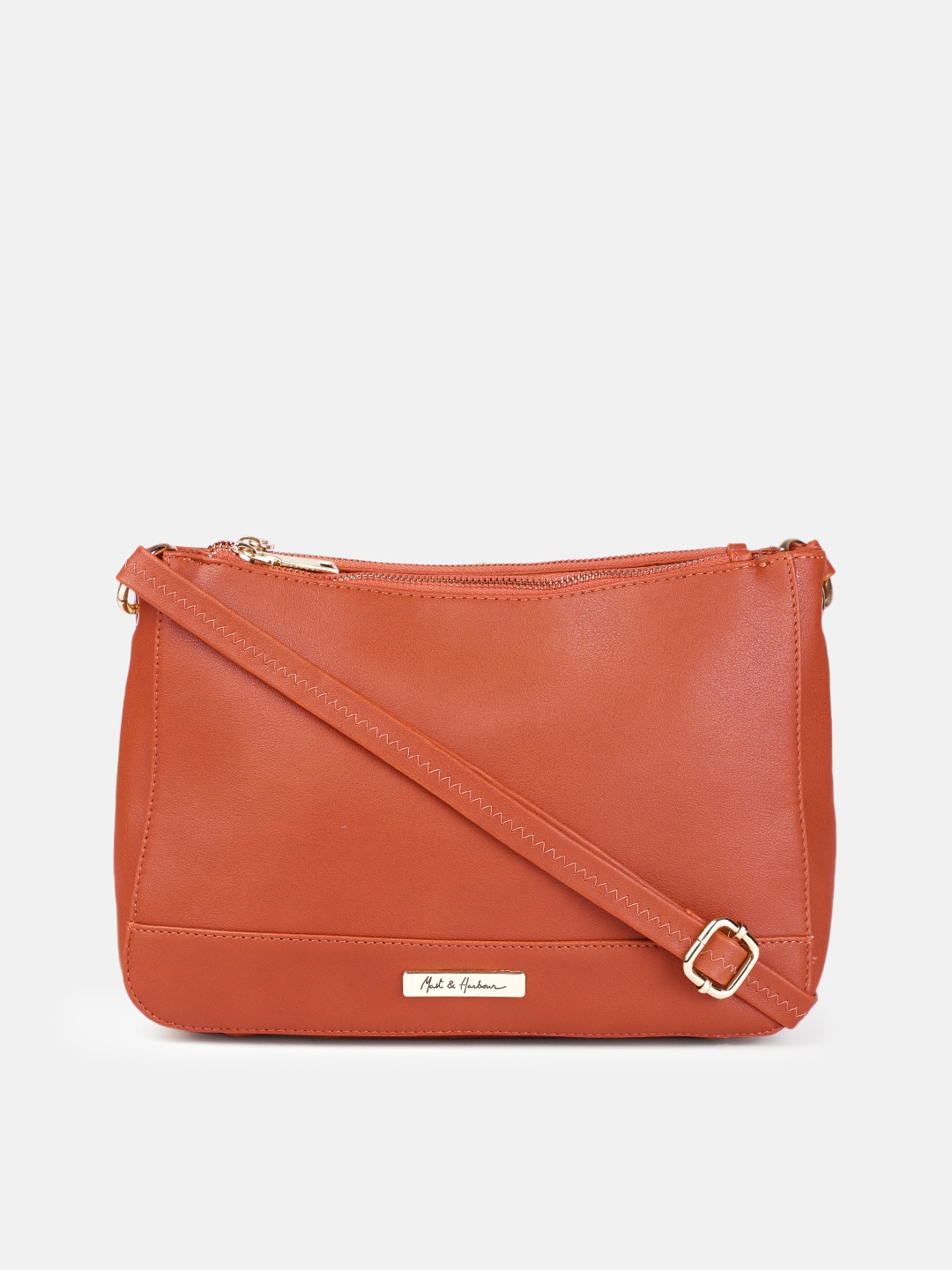 

Mast & Harbour Rust Orange Solid Structured Sling Bag