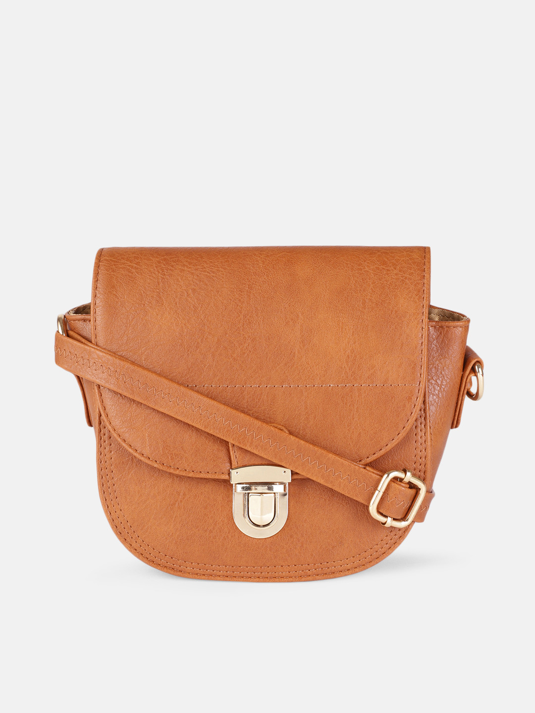 

DressBerry Tan Brown Solid Half Moon Sling Bag