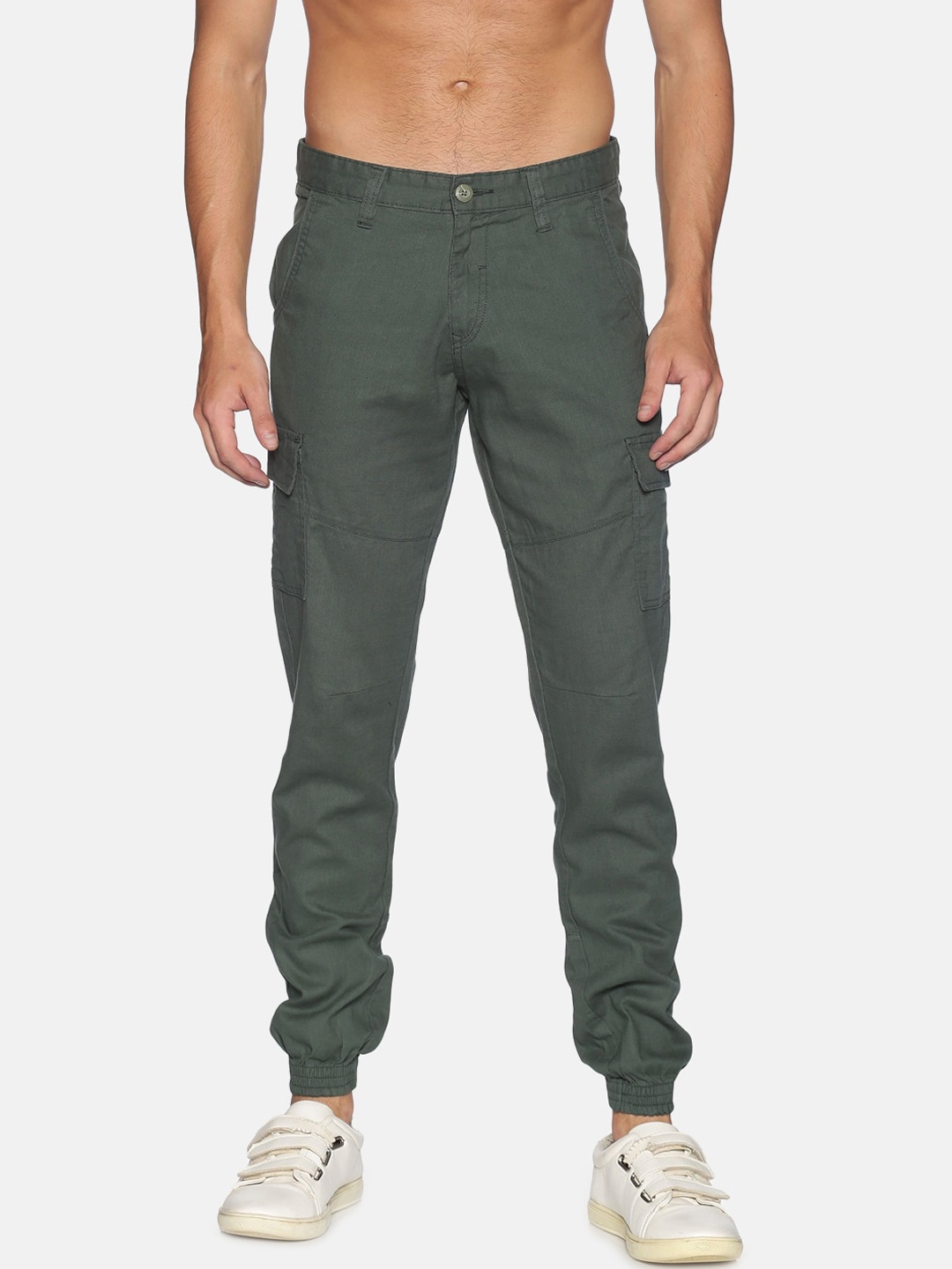 

IVOC Men Green Slim Fit Pure Cotton Cargo Joggers