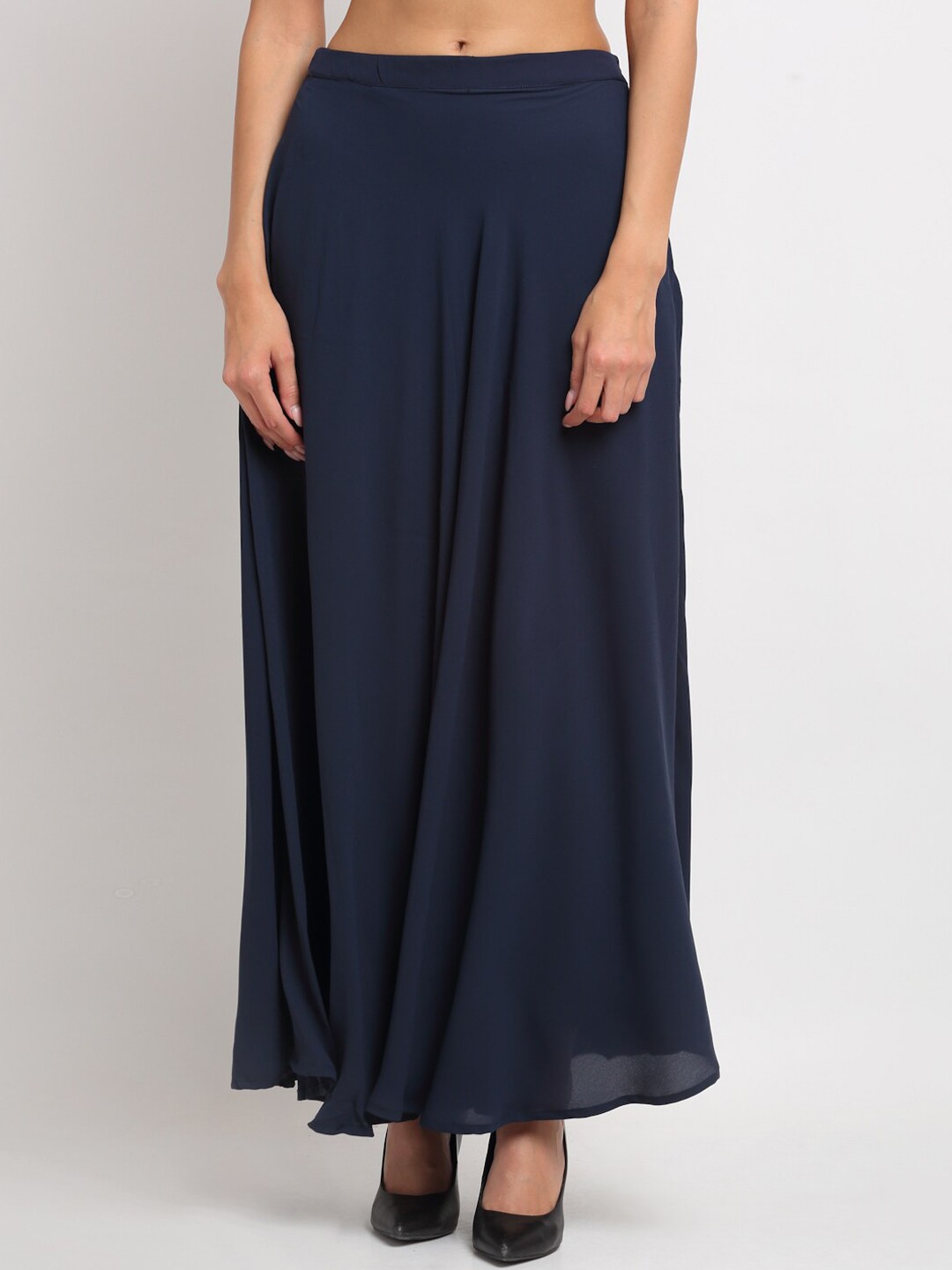 

Just Wow Women Navy Blue Solid Flared Maxi Skirt