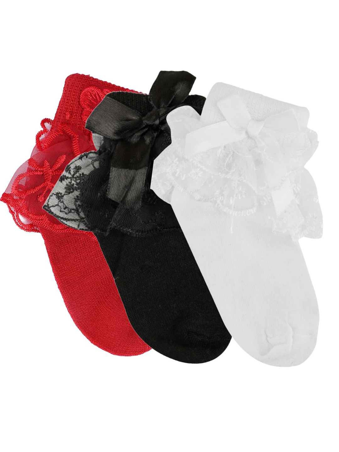 

N2S NEXT2SKIN Infant Girls Pack Of 3 Assorted Calf-Length Cotton Socks