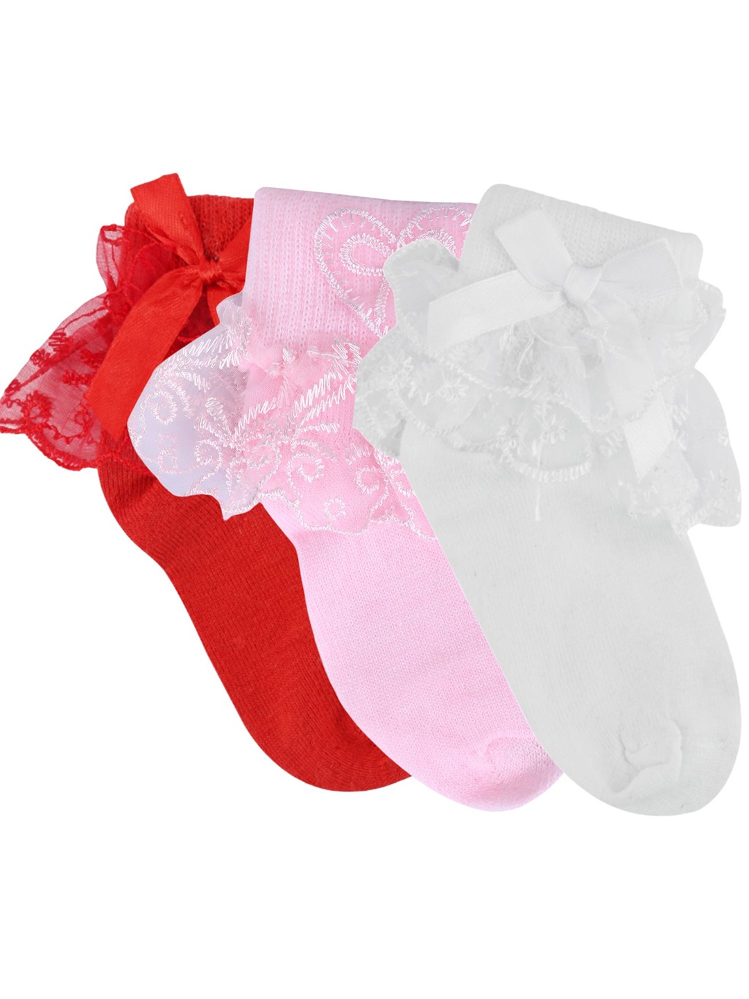 

N2S NEXT2SKIN Girls Pack Of 3 Assorted Frill Combed Cotton Above Ankle-Length Socks