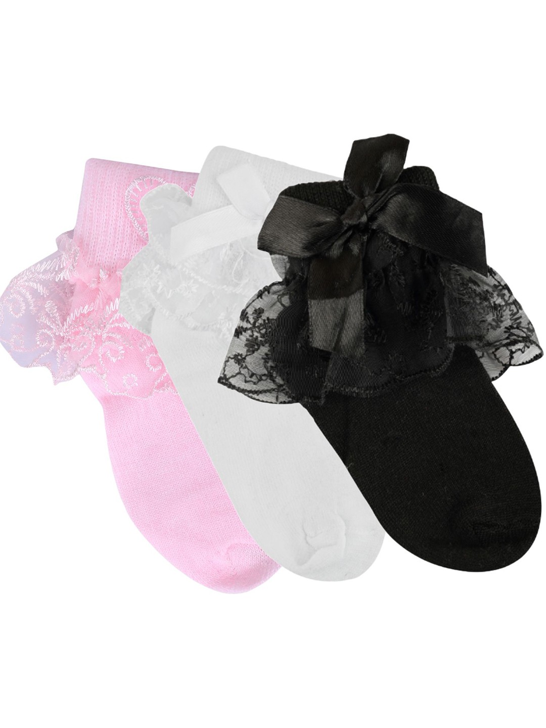 

N2S NEXT2SKIN Girls Pack Of 3 Assorted Combed Cotton Ankle-Length Socks