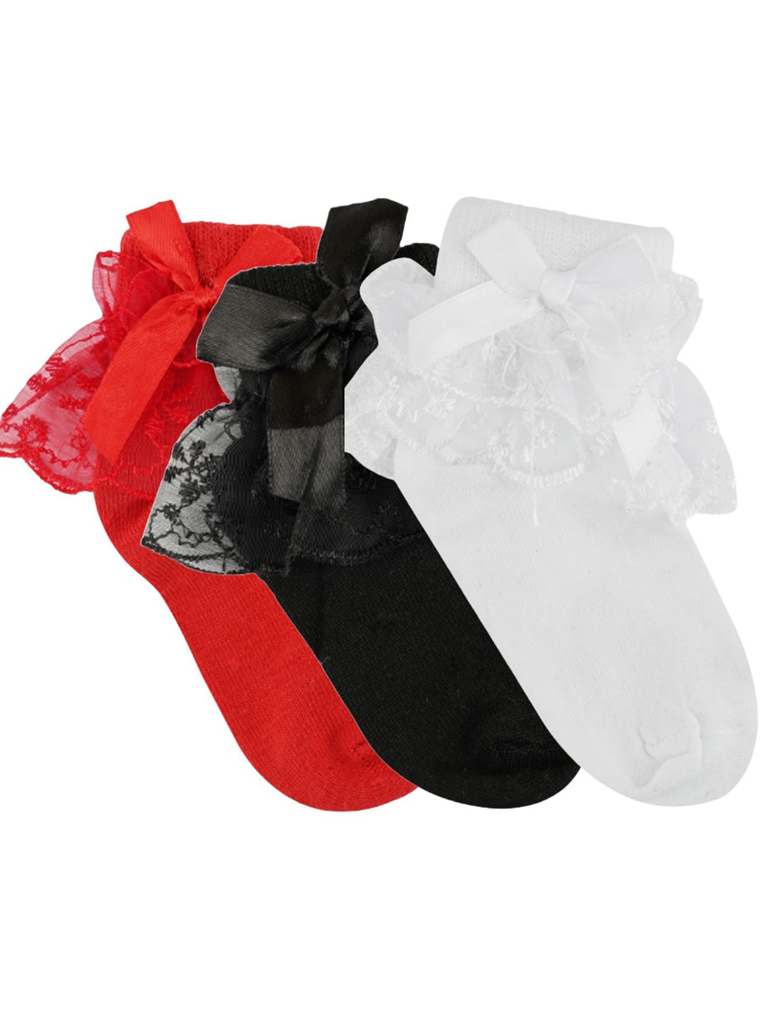

N2S NEXT2SKIN Girls Pack Of 3 Assorted Frill Combed Cotton Above Ankle-Length Socks
