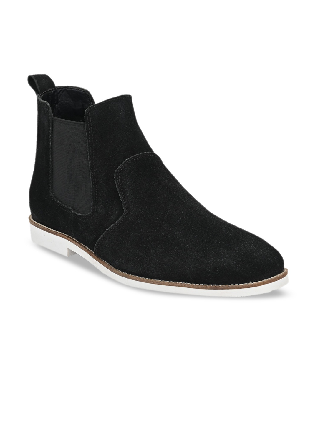 

KLEAT Men Black Suede Flat Chelsea Boots