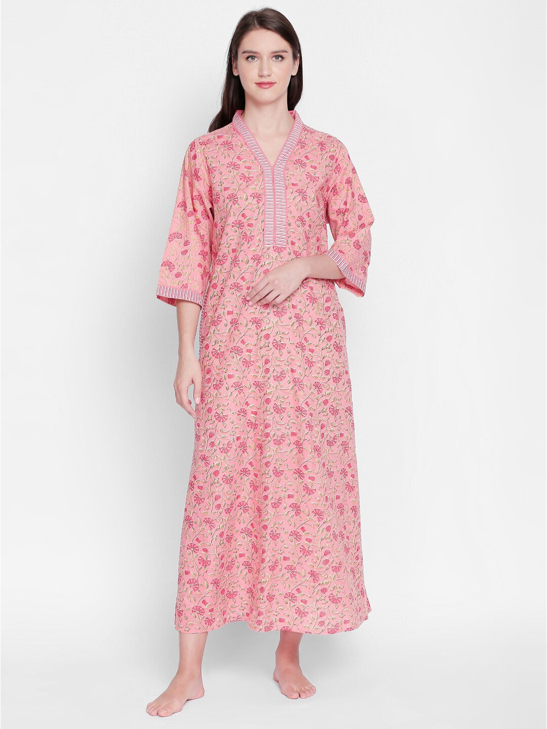 

RANGMANCH BY PANTALOONS Pink Printed Maxi Nightdress