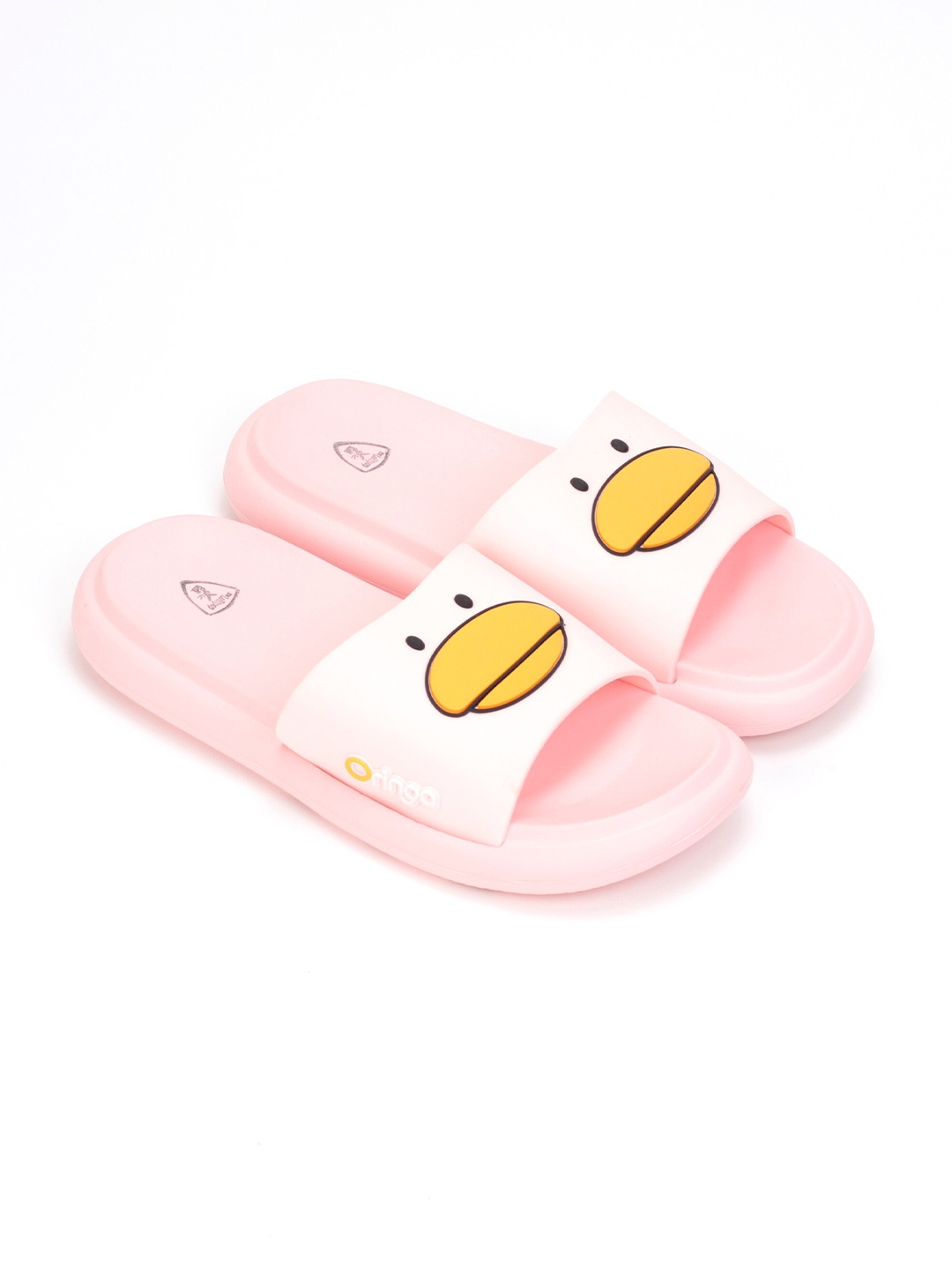 

Lil Lollipop Unisex Kids Peach-Coloured & Yellow Printed Rubber Sliders