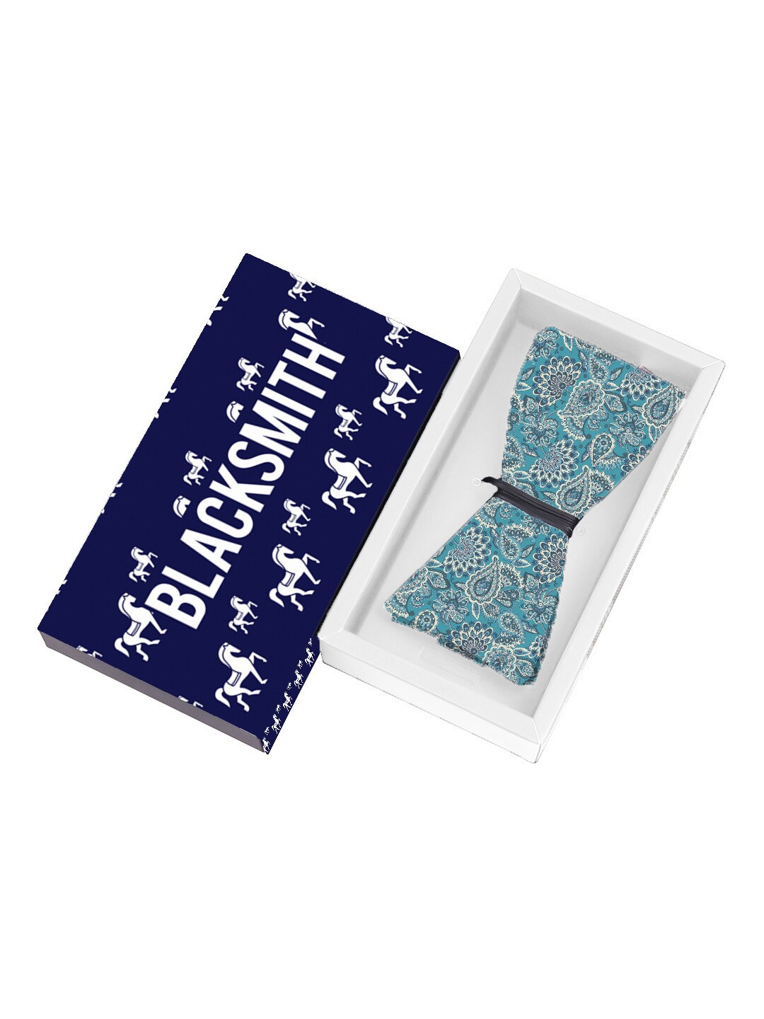 

Blacksmith Men Green & Grey Paisley Printed Open Bow Tie