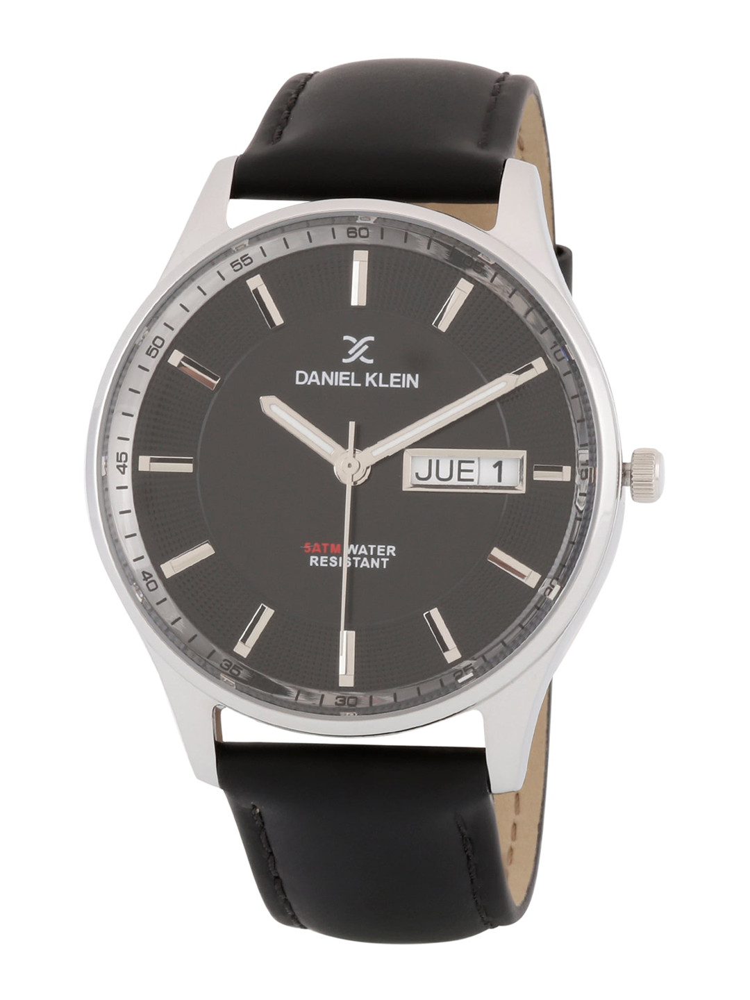

Daniel Klein Men Gunmetal-Toned Dial & Black Leather Straps Analogue Watch DK.1.12880-2