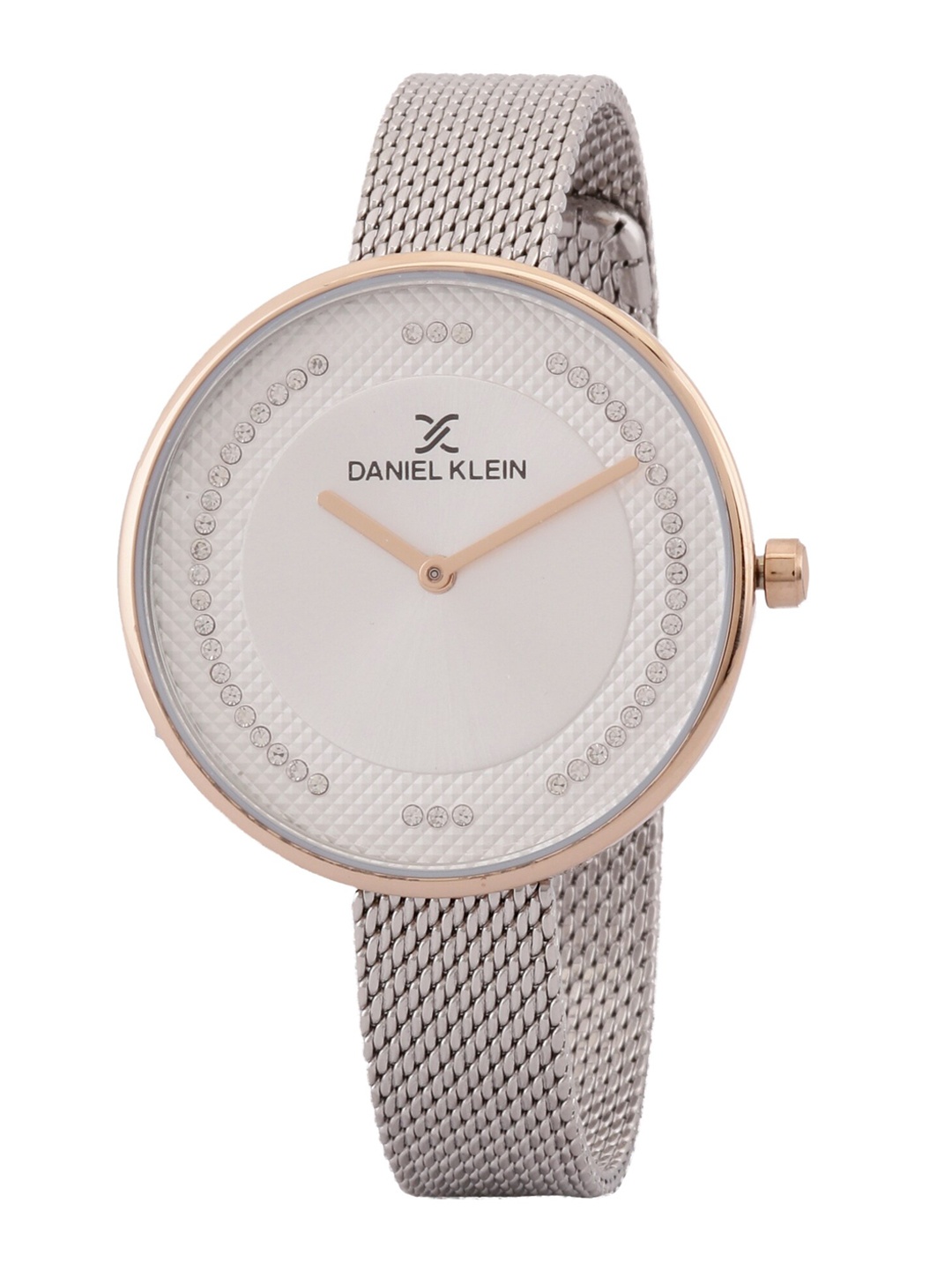 

Daniel Klein Embellished Dial & Silver Toned Bracelet Style Analogue Watch DK.1.12773-2