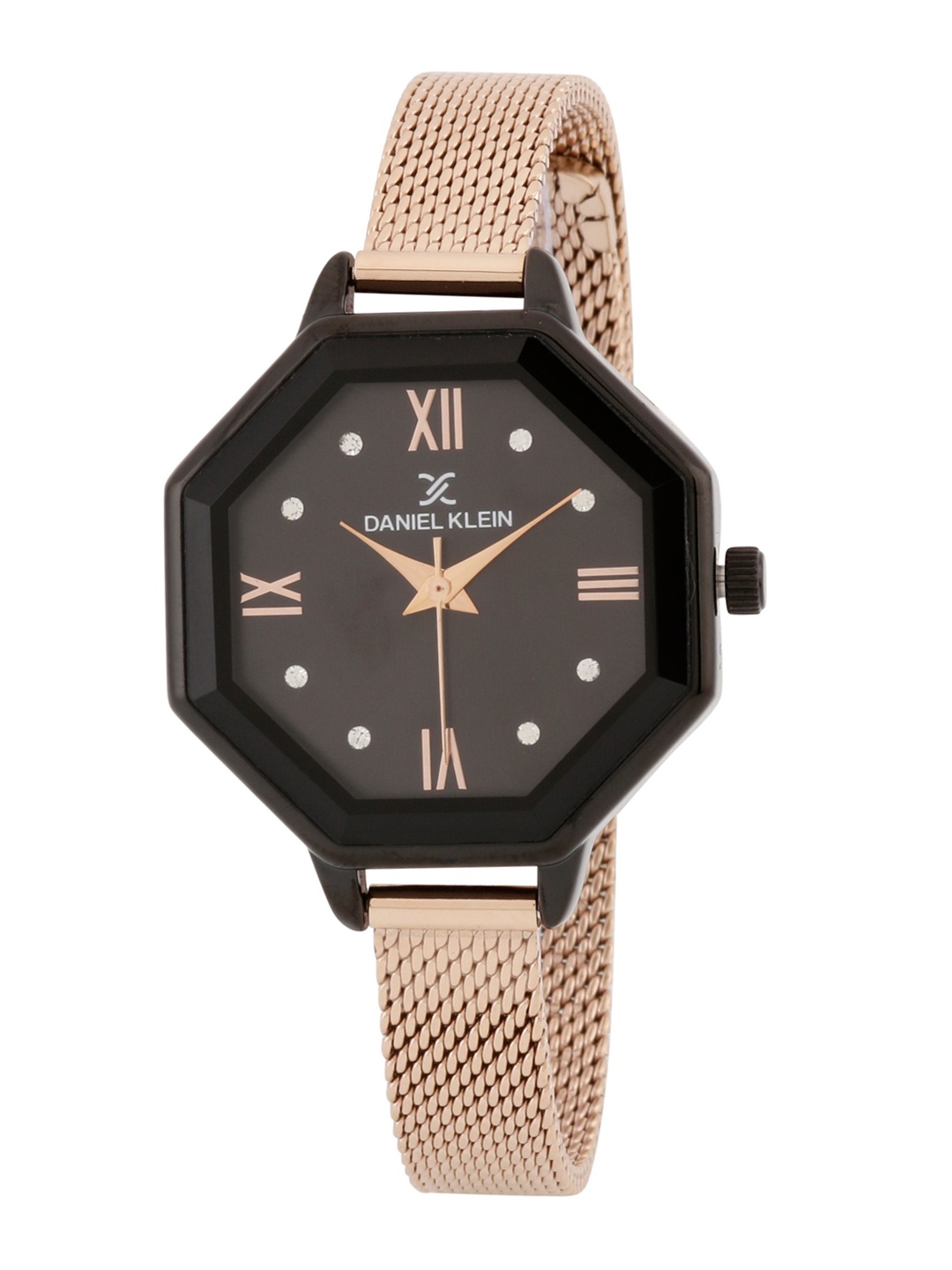 

Daniel Klein Women Black Dial & Rose Gold Toned Straps Watch DK.1.12831-5