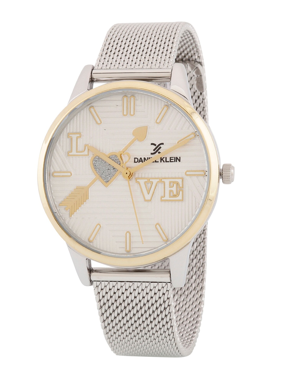 

Daniel Klein Women White Textured Dial & Silver Toned Bracelet Style Straps Analogue Watch