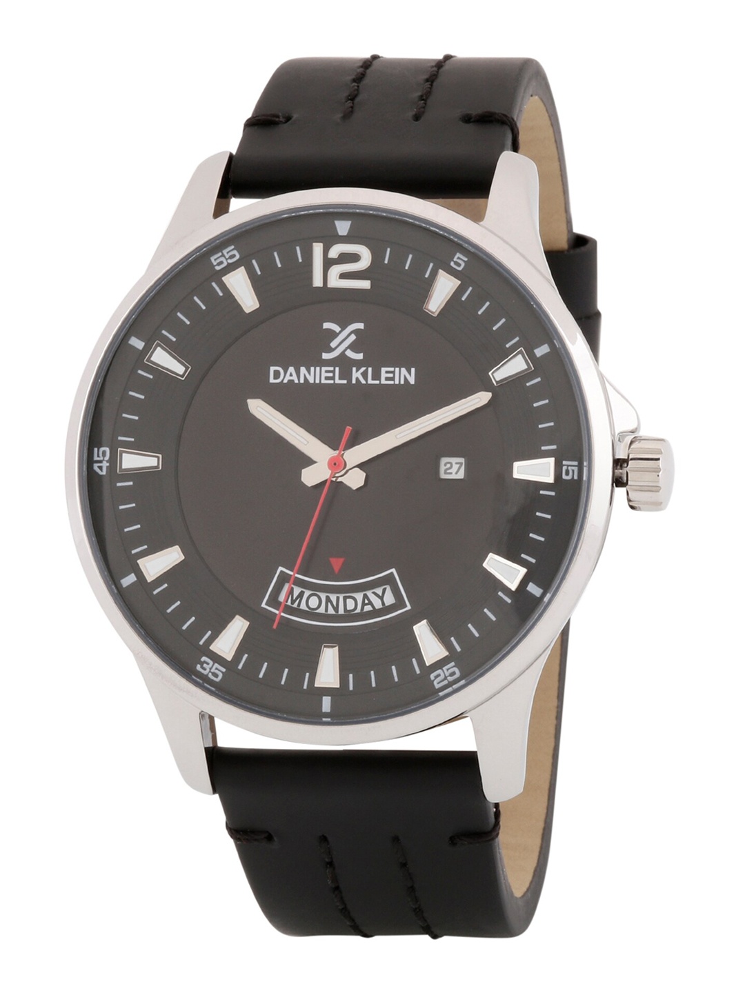 

Daniel Klein Men Gunmetal-Toned Dial & Black Leather Straps Analogue Watch