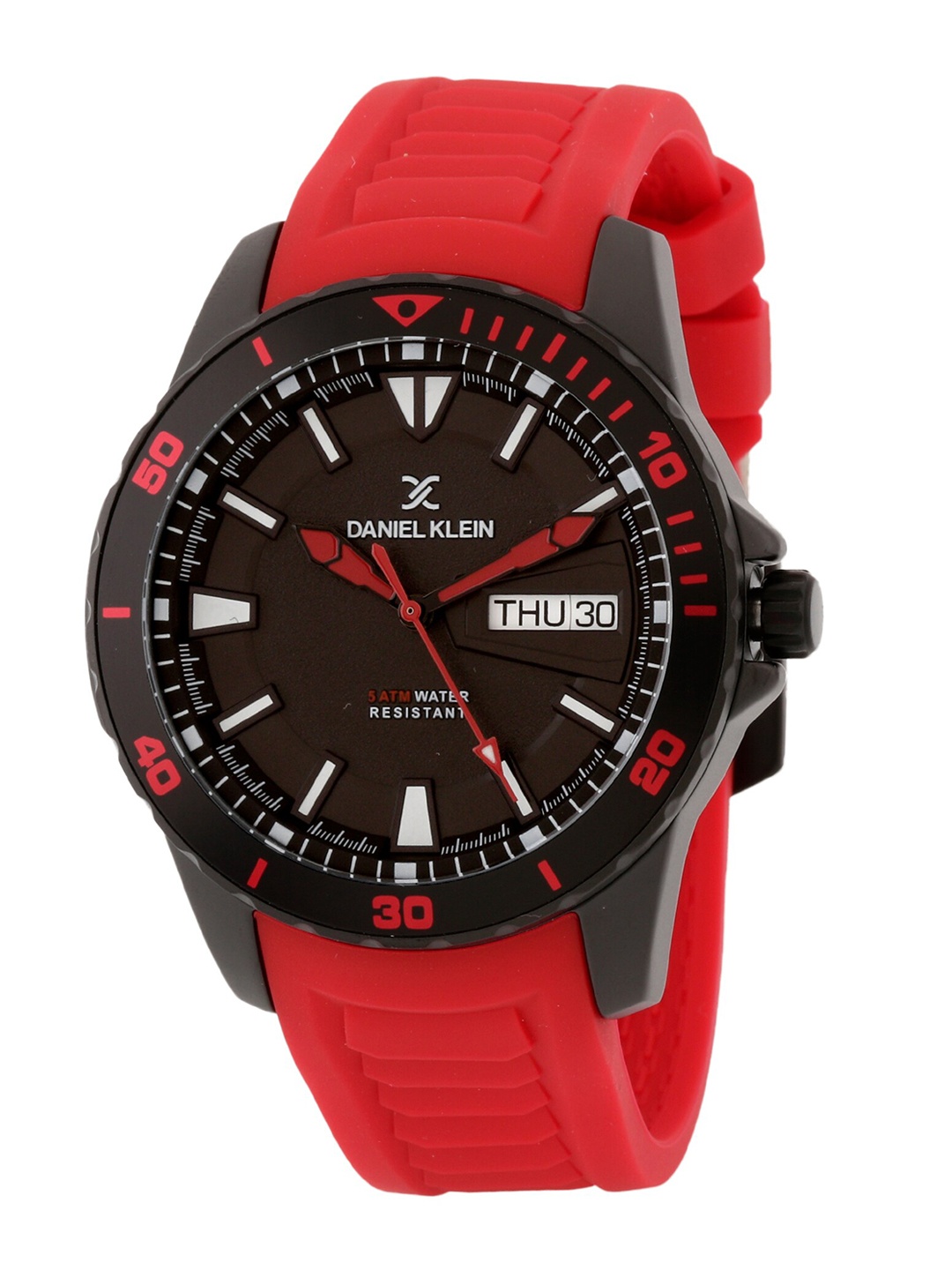 

Daniel Klein Men Gunmetal-Toned Dial & Red Straps Analogue Watch DK.1.12812-6, Black