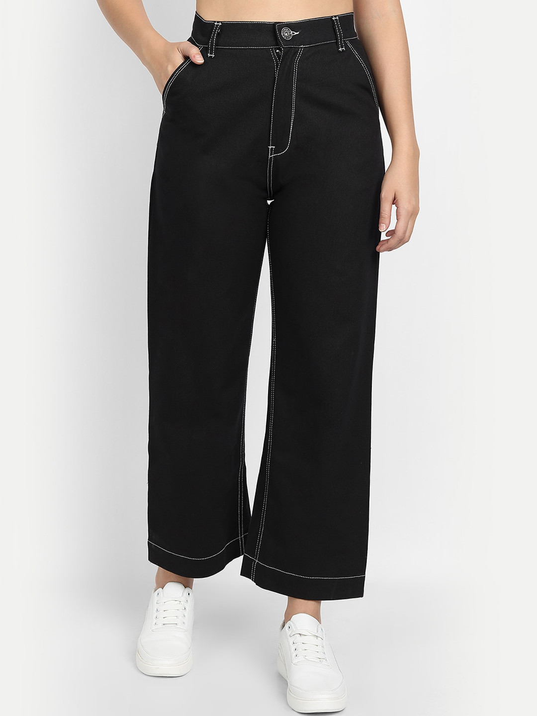 

River Of Design Jeans Women Black Wide Leg High-Rise Jeans