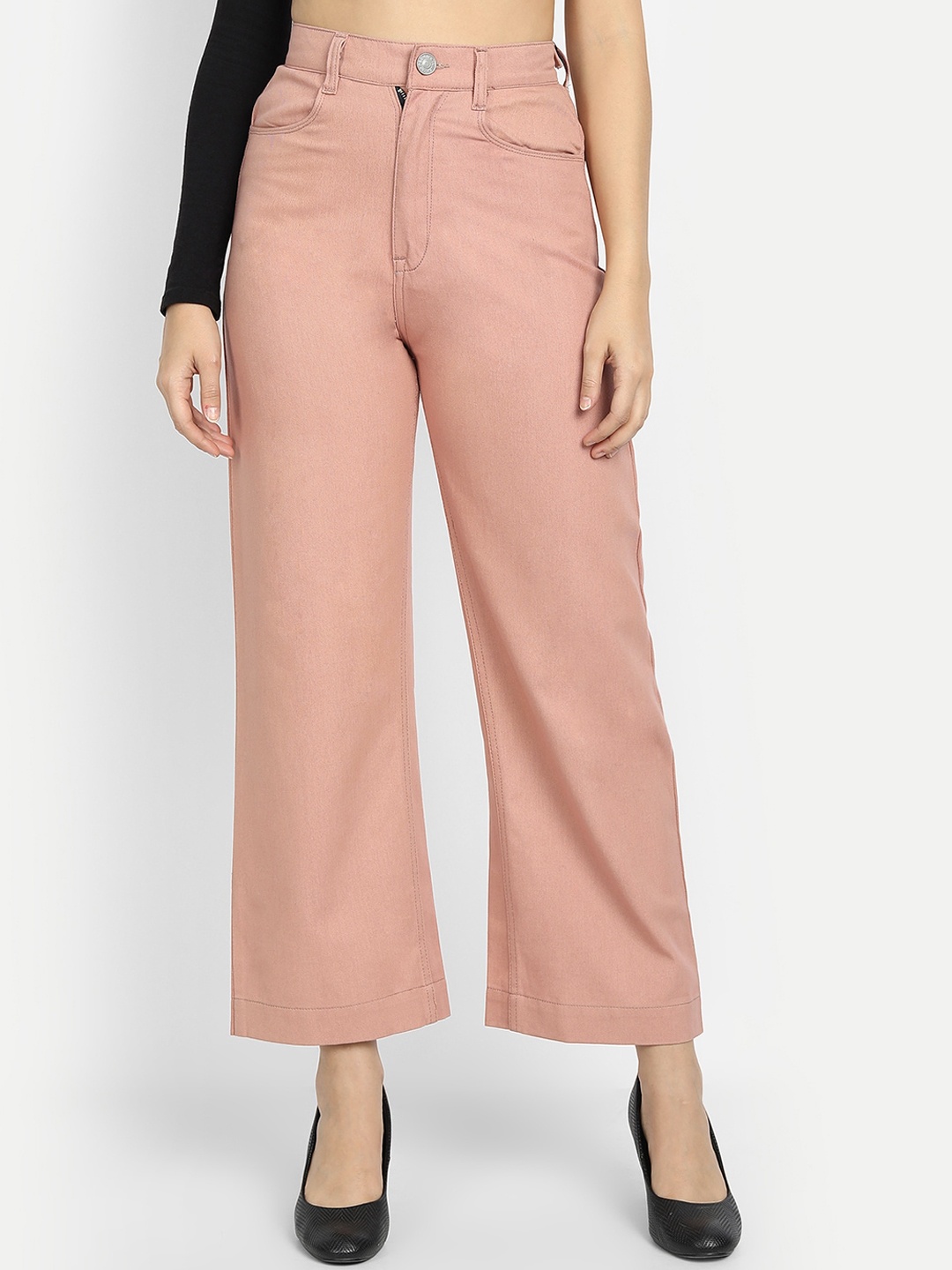 

River Of Design Jeans Women Peach-Coloured Wide Leg High-Rise Jeans