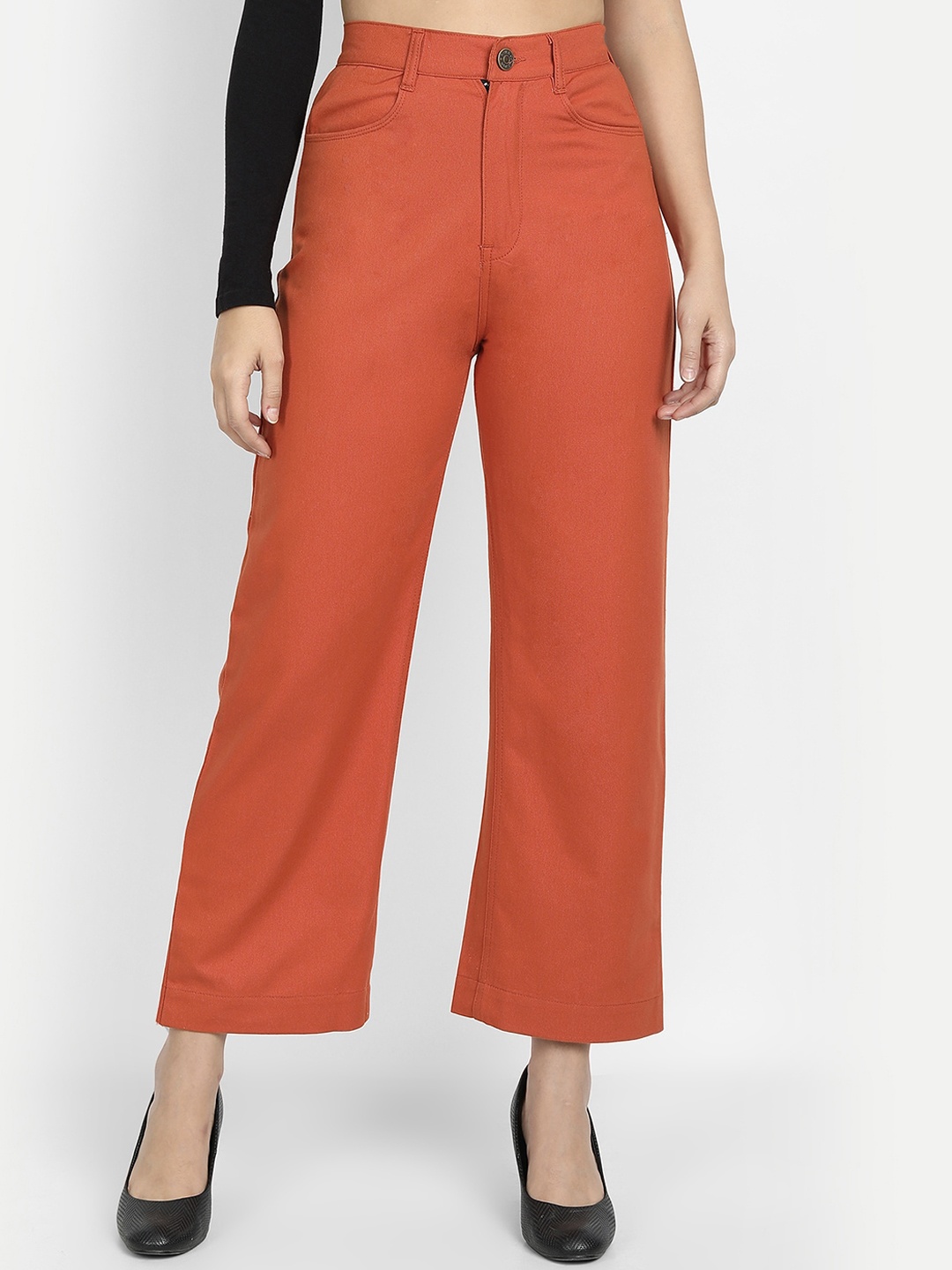 

River Of Design Jeans Women Orange Wide Leg High-Rise Jeans