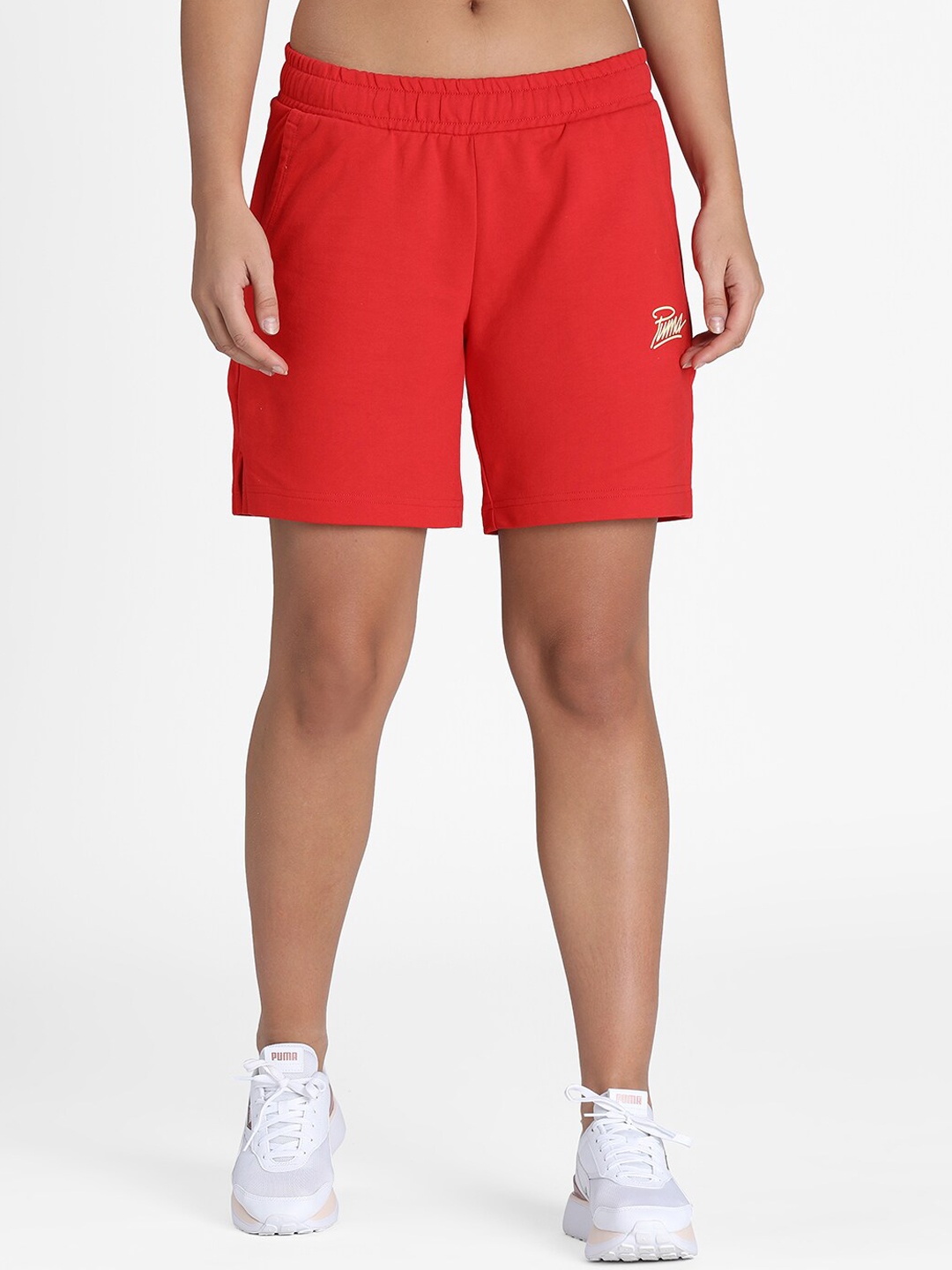 

Puma Women Orange Solid Sports Shorts