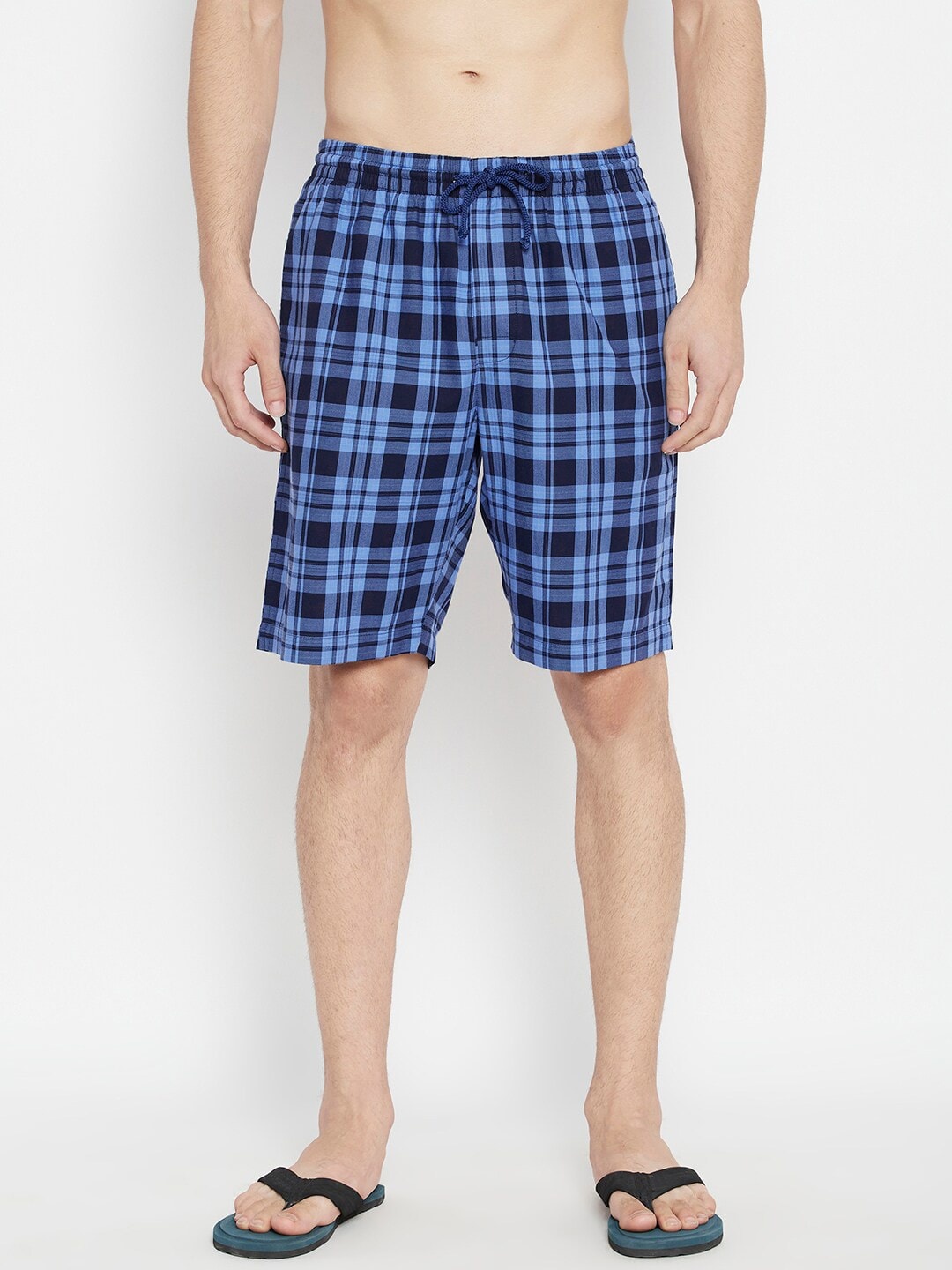 

Crimsoune Club Men Blue Checked Lounge Shorts