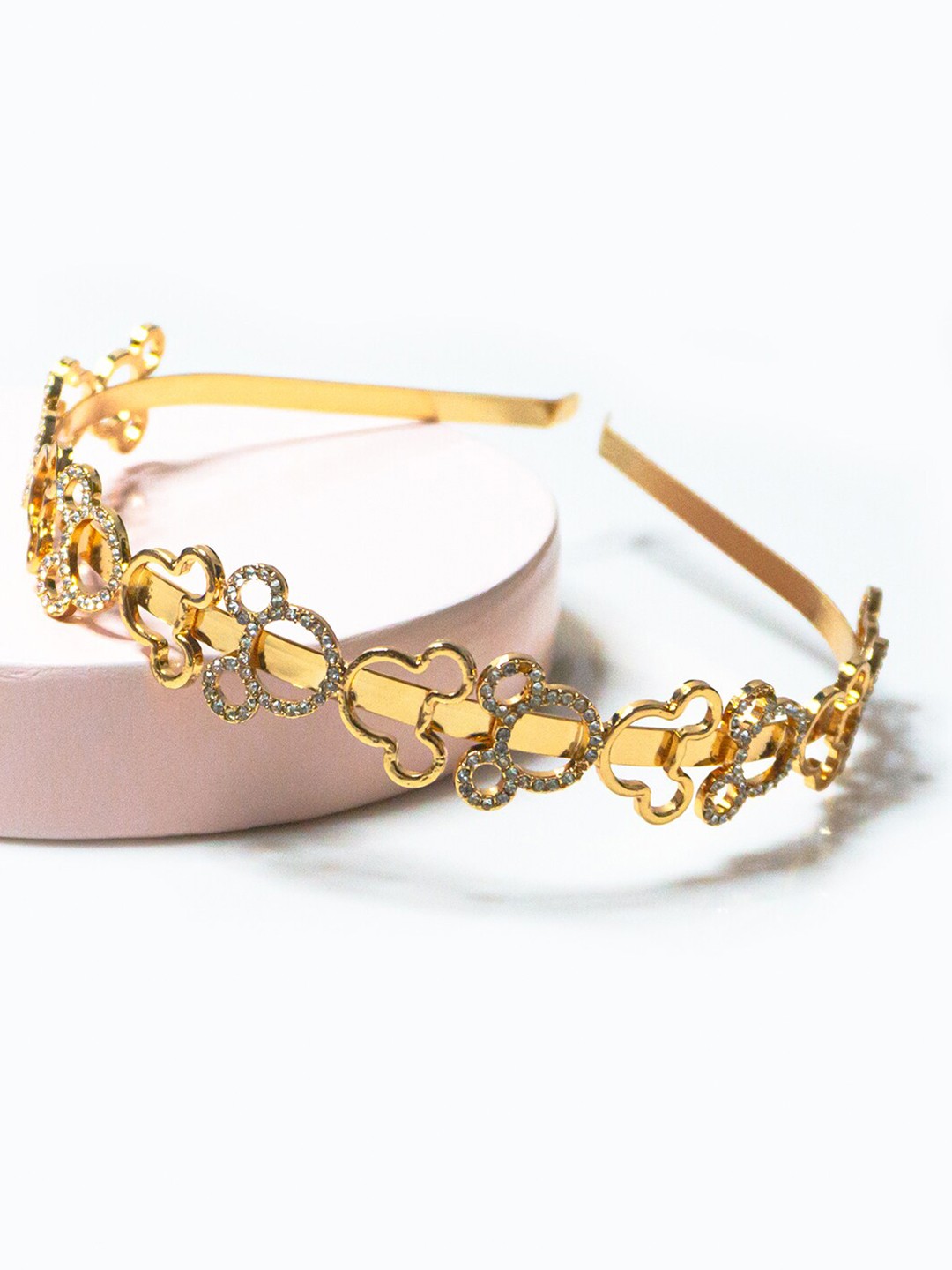 

HAIR DRAMA CO. Women Gold-Toned & White Embellished Hairband