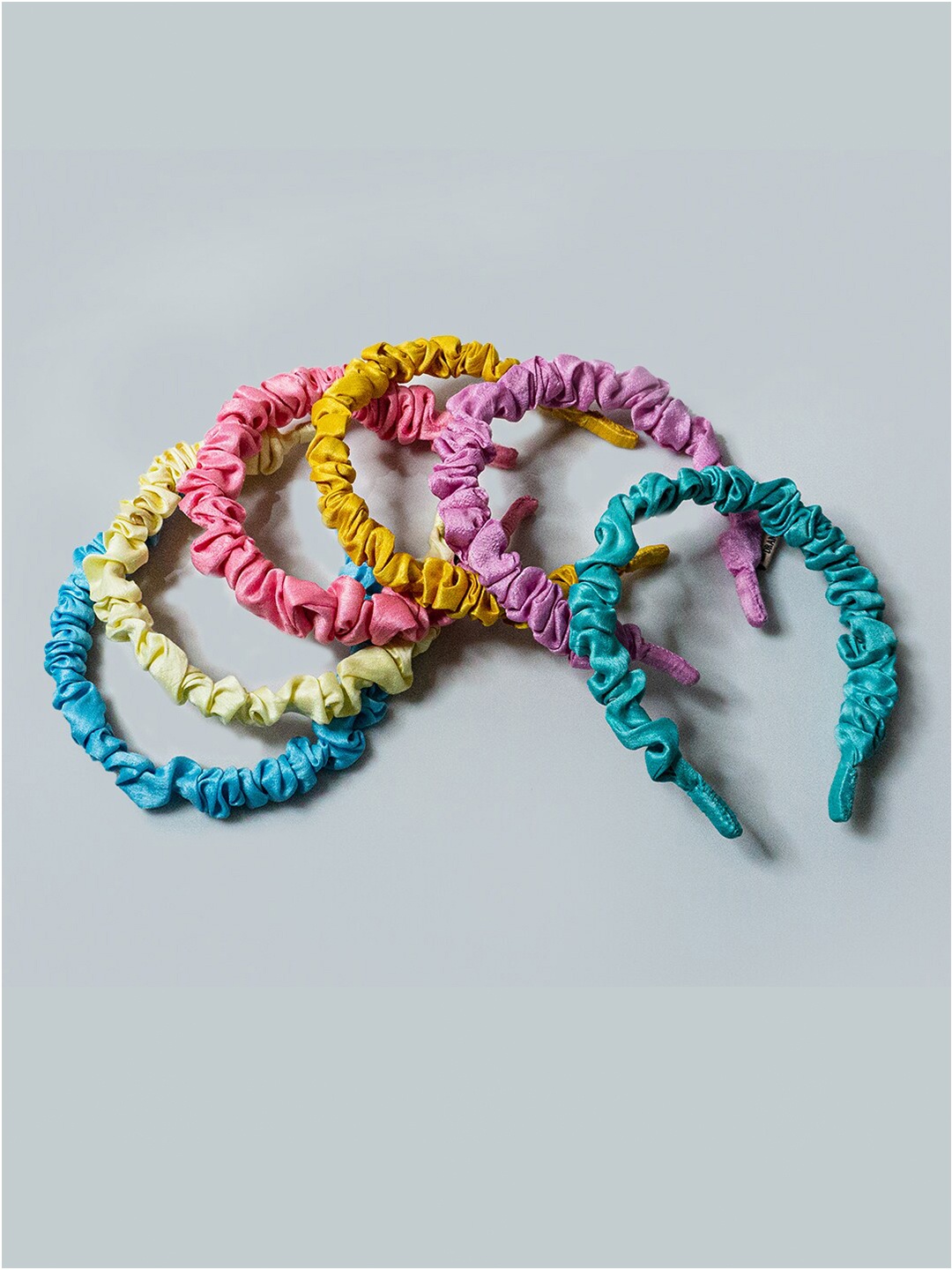 

HAIR DRAMA CO. Women Set Of 6 Multicolour Scrunchie Headbands, Blue