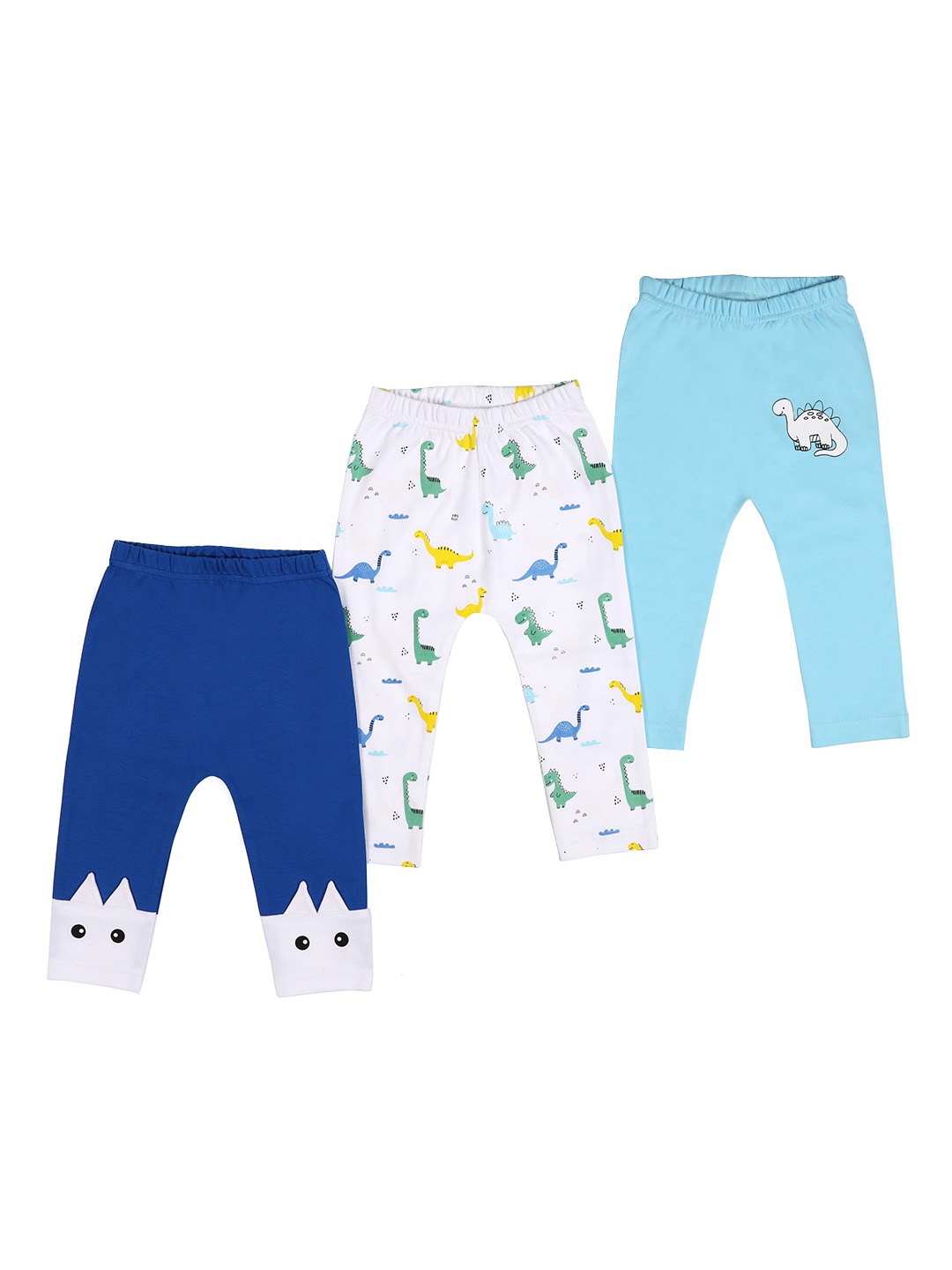 

KICKS & CRAWL Boys Blue & White Pack of 3 Diaper Leggings