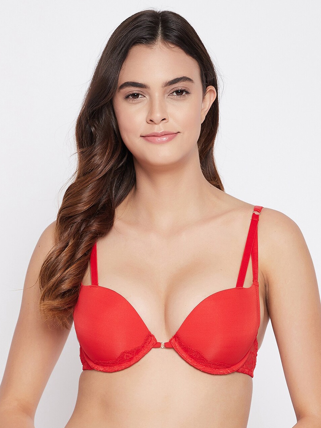 

Clovia Red T-Shirt Half Coverage Underwired Heavily Padded Bra BR2281P0432B