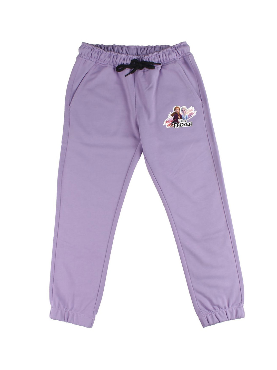 

Disney by Wear Your Mind Girls Purple Solid Pure Cotton Joggers