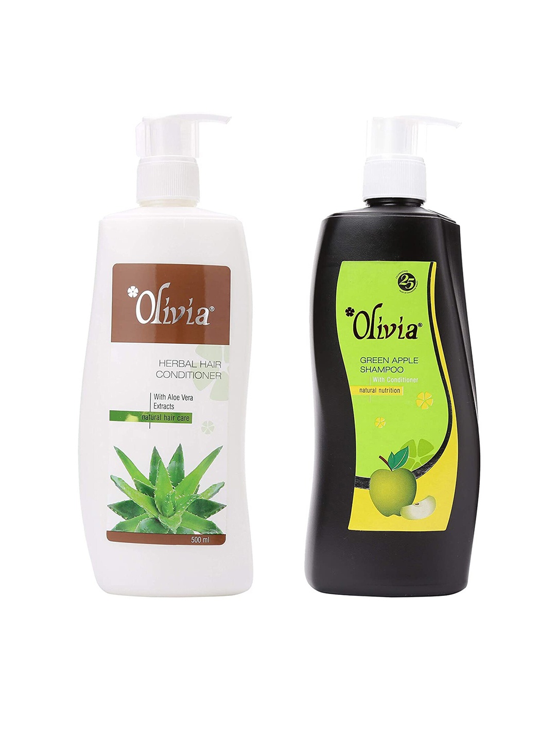 

Olivia Hair Care Set of 2 Green Apple Herbal Shampoo with AloeVera Herbal Hair Conditioner, Multi