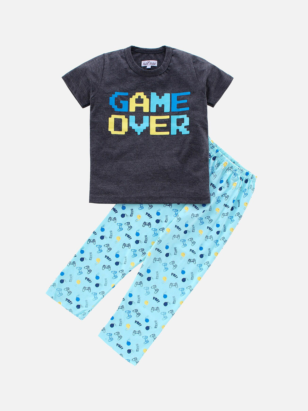 

Nite Flite Boys Blue & Grey Printed Night suit