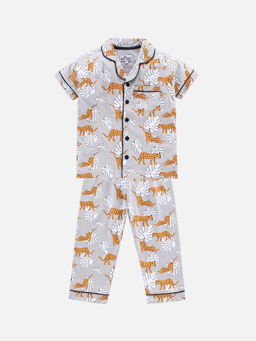 

Nite Flite Boys Grey & Yellow Printed Night suit