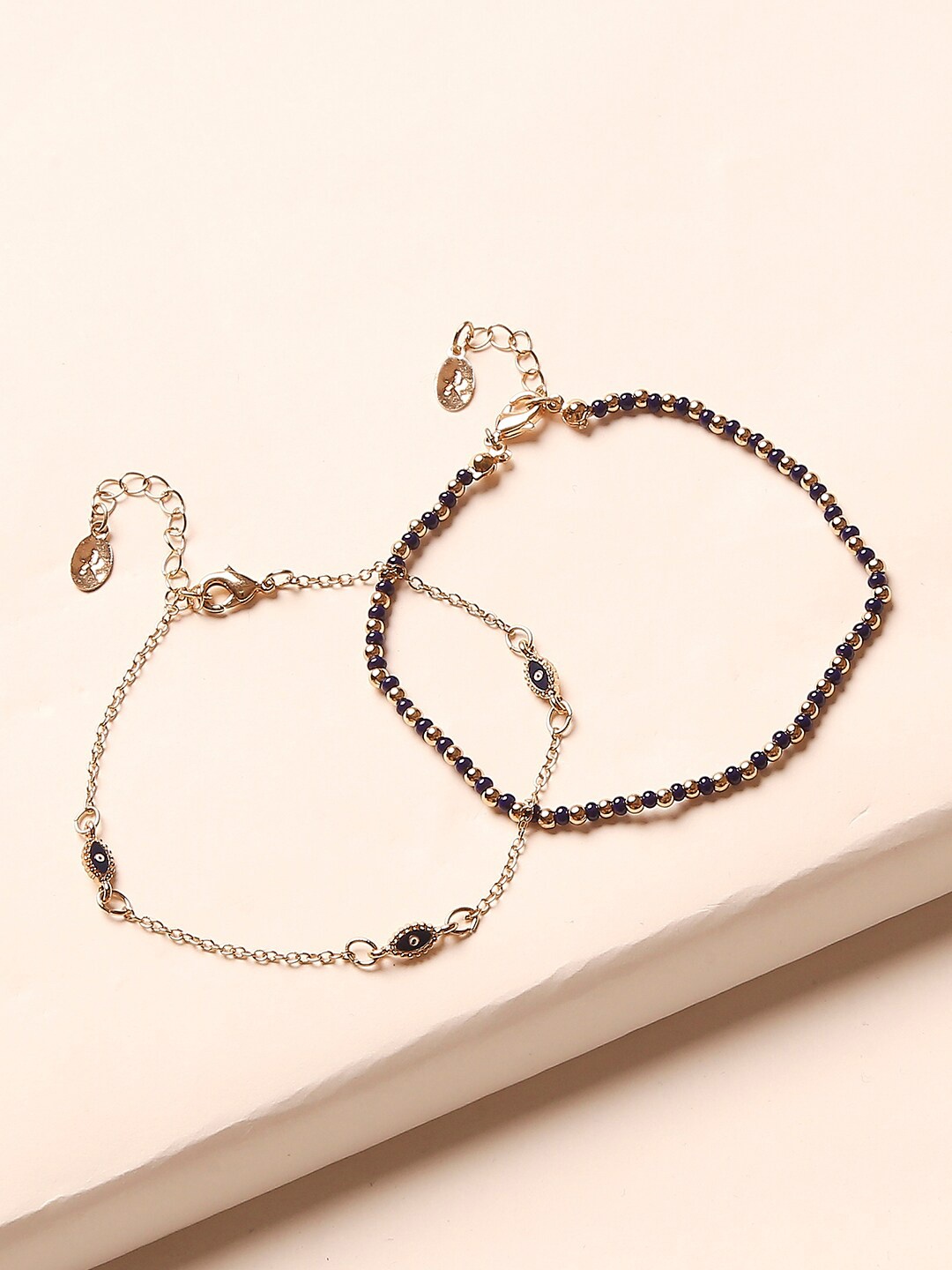 

Accessorize London Set of 2 Evil Eye Anklets, Black