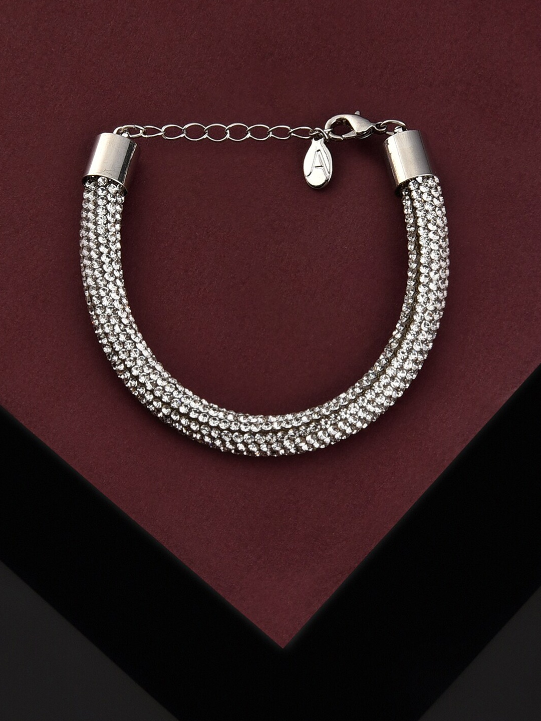 

Accessorize London Women White Crystals Silver-Plated Skinny Diamante Wraparound Bracelet