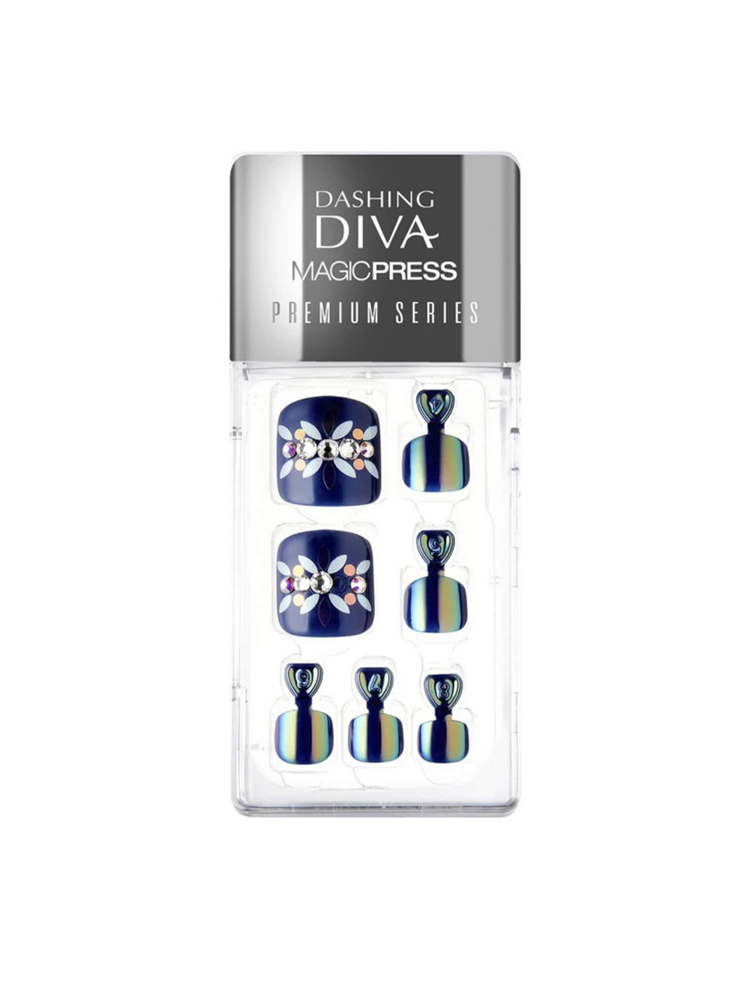 

Dashing Diva MAGICPRESS Navy Blue Fiesta Nails