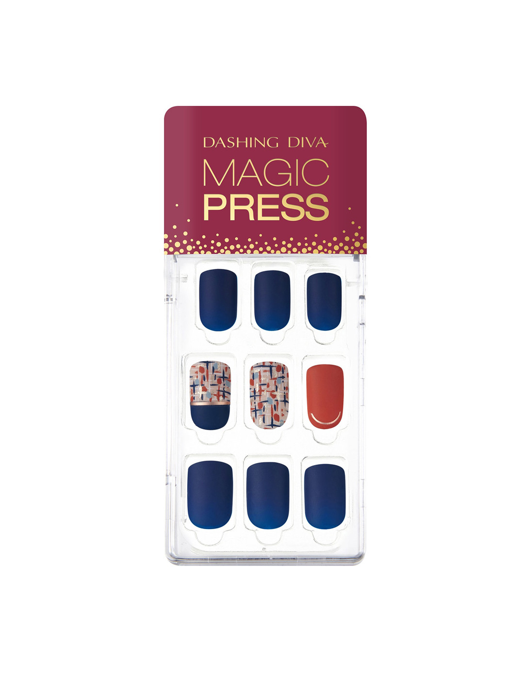 

Dashing Diva MAGICPRESS Navy Blue & Red Tweed Dress Nails