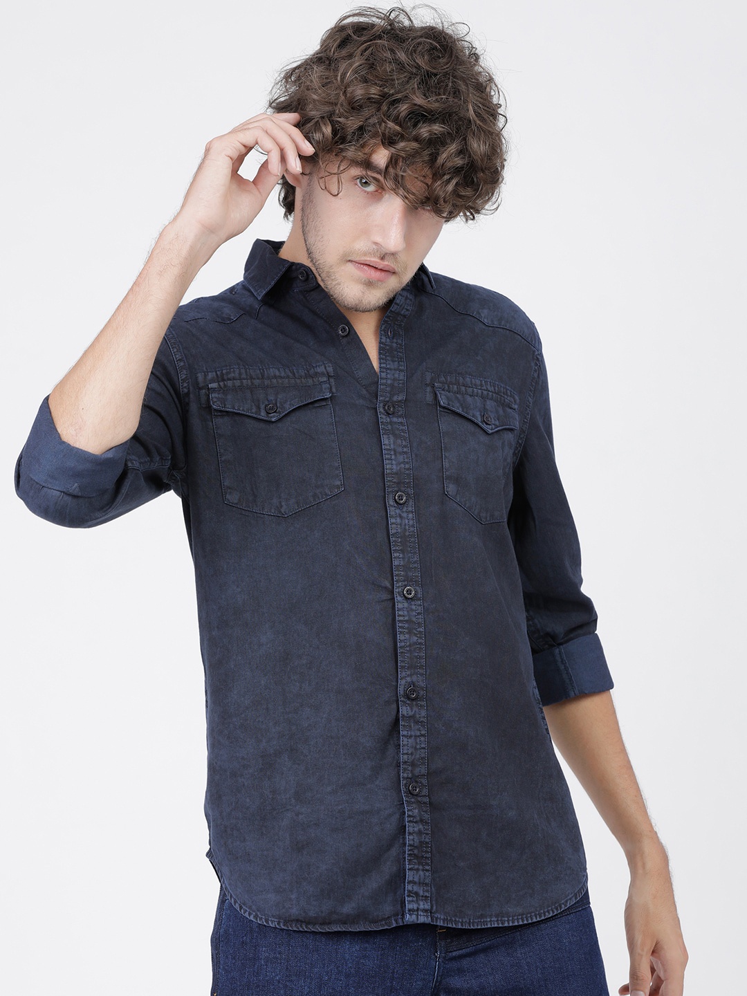 

HIGHLANDER Men Blue Slim Fit Casual Shirt