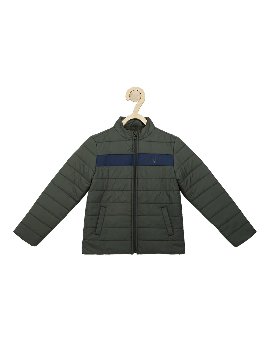 

Allen Solly Junior Boys Olive Green & Navy Blue Colourblocked Padded Jacket