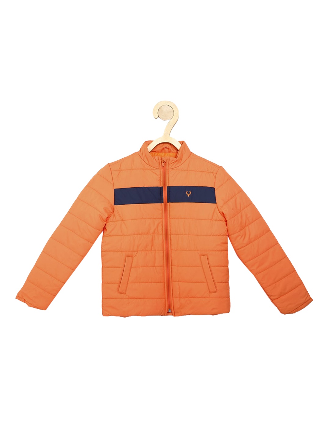 

Allen Solly Junior Boys Orange Colourblocked Quilted Jacket