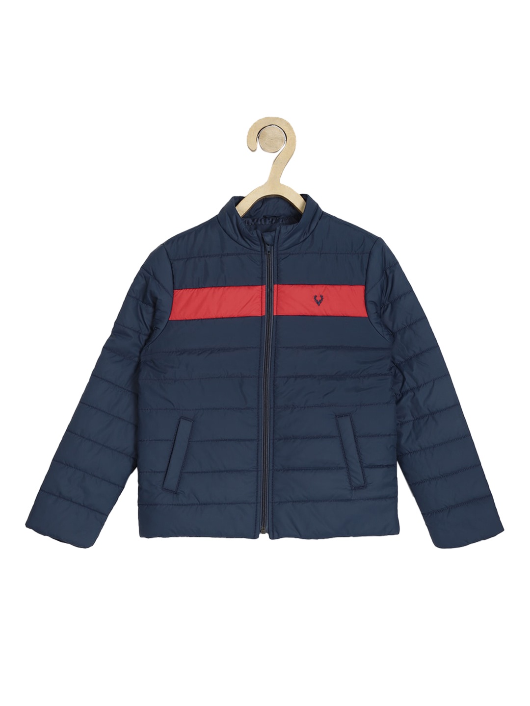 

Allen Solly Junior Boys Navy Blue & Red Colourblocked Padded Jacket