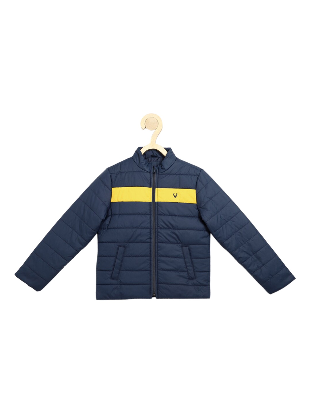 

Allen Solly Junior Boys Navy Blue Yellow Colourblocked Padded Jacket