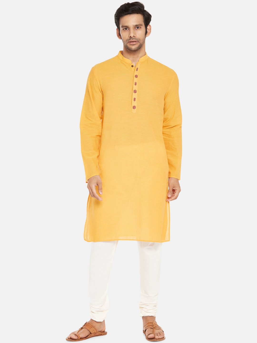 

indus route by Pantaloons Men Mustard Yellow Kurta