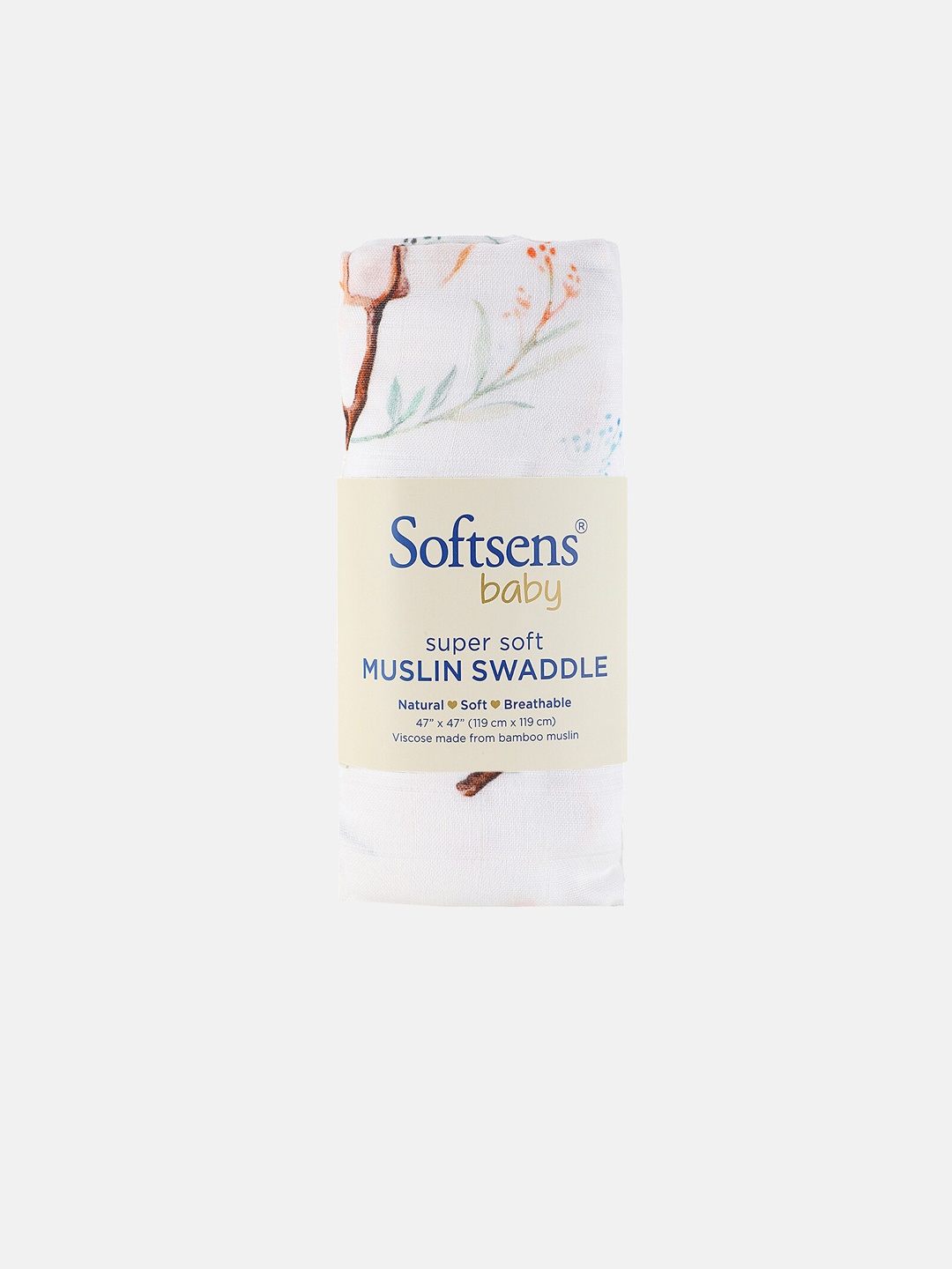 

Softsens White Cotton Super Soft Muslin Swaddle