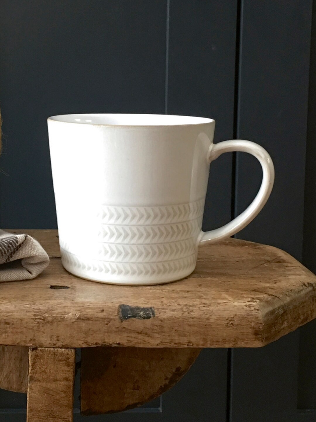 

Denby White & Grey Handcrafted Textured Ceramic Glossy Mug