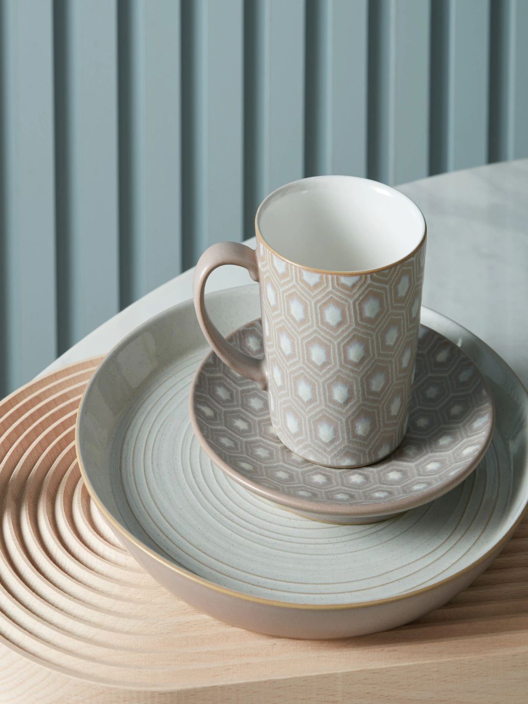 

Denby Pink & Grey Handcrafted Printed Ceramic Glossy Mug