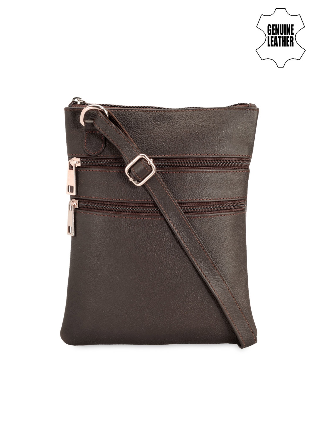 

Teakwood Leather Unisex Coffee Brown Leather Messenger Bag